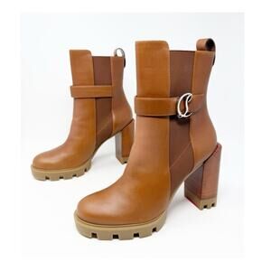 Christian Louboutin CL Chelsea Lug Ankle Boots Block Heel Womens Size EU 41